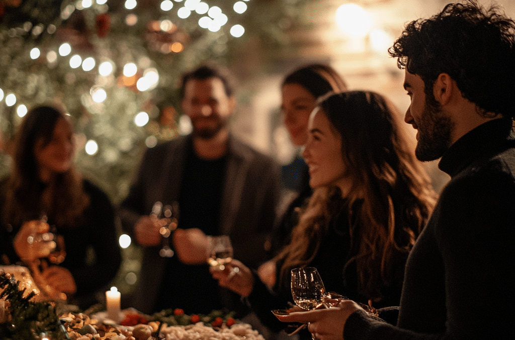 gemeinschaftliches dinner bei der weihnachtsfeier